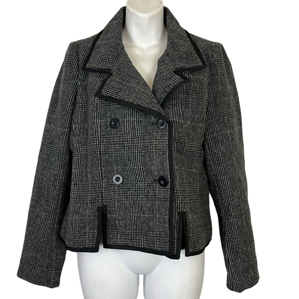 ATHENA MARIE Gray Academia Double Breast Plaid Wool Blend Jacket Suit Preppy M